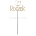 Topper na roczek Roczek ze sklejki brzozowej w kształcie serca z cyfrą 1 i napisem Roczek.