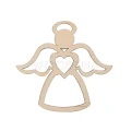 Drewniany aniołek z magnesem w naturalnym kolorze, ozdoba wycięta ze sklejki brzozowej.