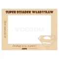 Personalizowana ramka na zdjęcie Super Dziadek Władysław ze sklejki brzozowej, z dedykacją i datą.
