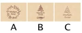 A: Dekor świąteczny - wieniec z napisem Wesołych Świąt na pudełko drewniane.
B: Dekor świąteczny - abstrakcyjna choinka z napisem Wesołych Świąt na pudełko drewniane.
C: Dekor świąteczny - choinka z ozdobami i napisem Wesołych Świąt na drewniane pude