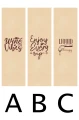A: Ozdoba na wino z napisem Wine Vibes.

B: Ozdoba na wino z napisem Enjoy Every Sip.

C: Ozdoba na wino z napisem Liquid therapy.