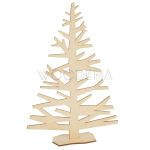 Choinka ze sklejki brzozowej na podstawce, rozłożyste gałęzie, ozdoba świąteczna