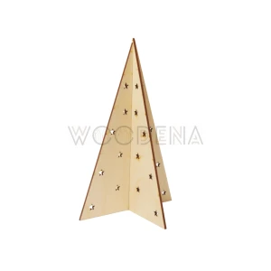 Plywood Christmas tree - triangular 3D Christmas decoration with stars