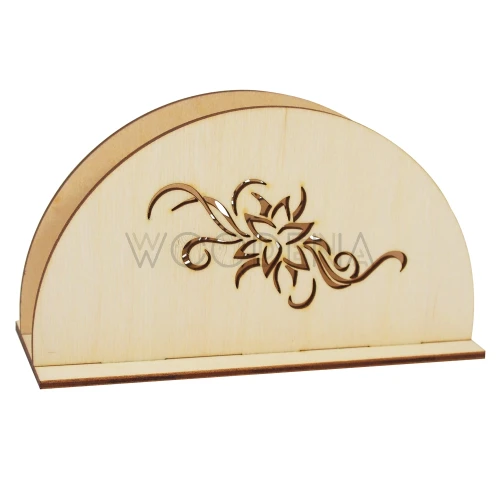 Stojak drewniany na serwetki ze sklejki - wzór kwiaty