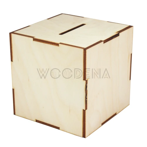Wooden money box - cube