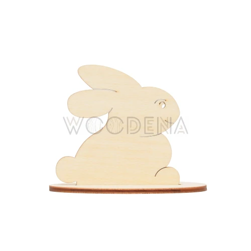 Króliczek wielkanocny na podstawce drewniany, ozdoba