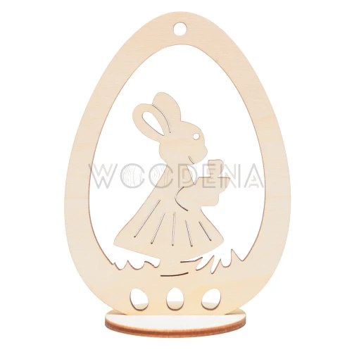 Zawieszka wielkanocna jajko - króliczek na podstawce ze sklejki brzozowej
