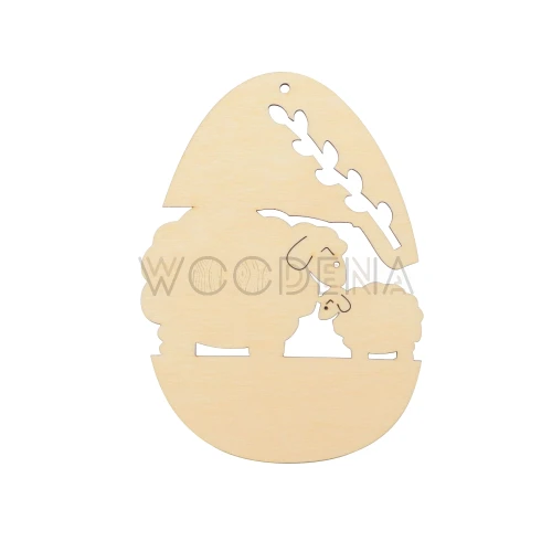 Zawieszka wielkanocna jajko - baranki ze sklejki brzozowej