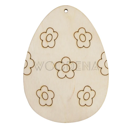 Drewniana zawieszka wielkanocna jajko - kwiatki