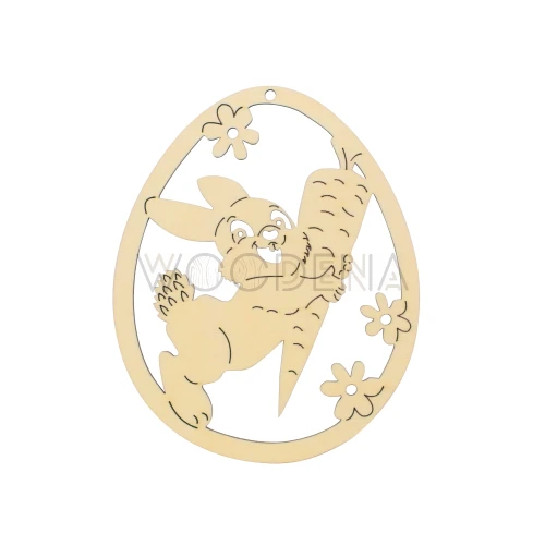 Drewniana zawieszka wielkanocna jajko z królikiem