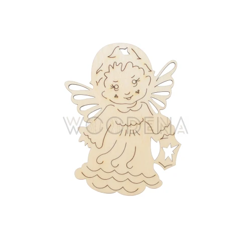 Drewniana zawieszka aniołek z lampionem