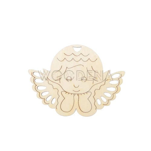 Drewniana zawieszka aniołek podparty na rączkach