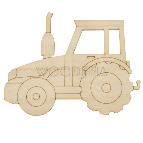 Wooden tag - tractor for decoupage