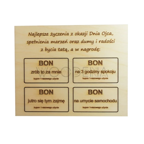 Drewniany prezent na dzień ojca bony
