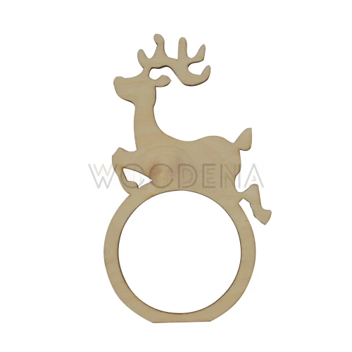 Drewniany pierścień na serwetki - renifer skaczący