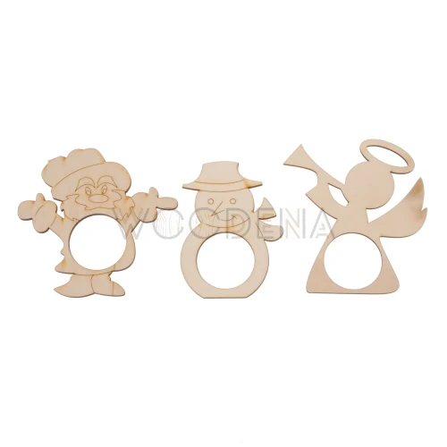 Wooden Christmas napkin rings set