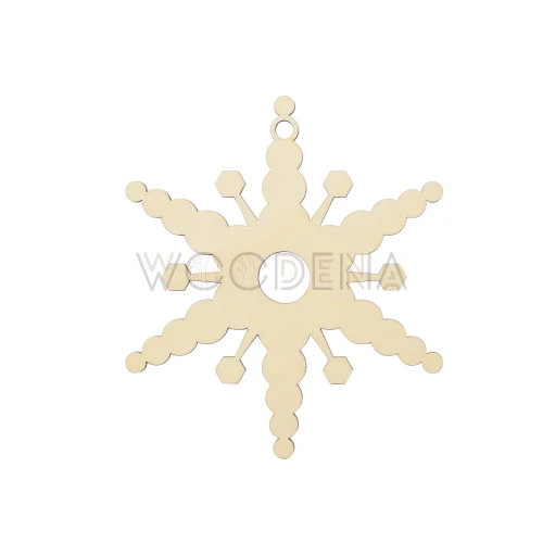 Śnieżynka ze sklejki brzozowej, dekoracja na choinkę