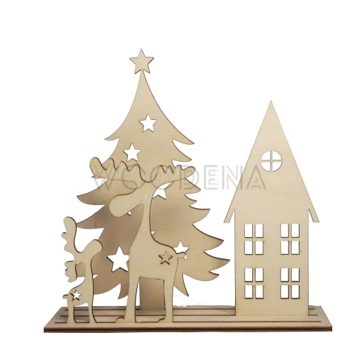 Wooden Christmas decoration on stand - set of 5 items