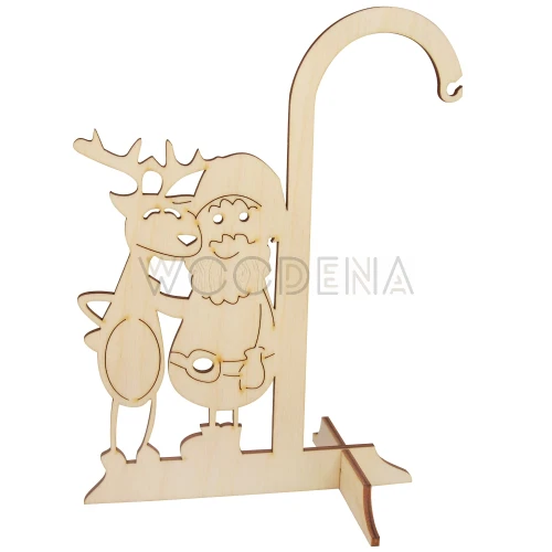 Stojak na bombkę ze sklejki brzozowej - renifer i Mikołaj