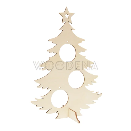 Wooden Christmas tree with cutouts for baubles