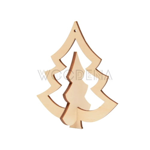 Choinka składana 3D ze sklejki brzozowej - ozdoba świąteczna