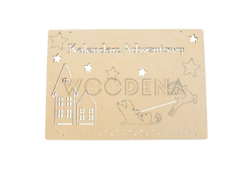Drewniany kalendarz adwentowy - baza i 5 zawieszek