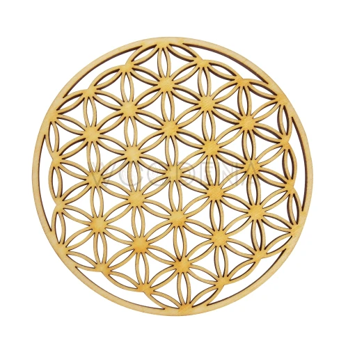 Drewniana podstawka pod kubek kwiat życia ażurowa