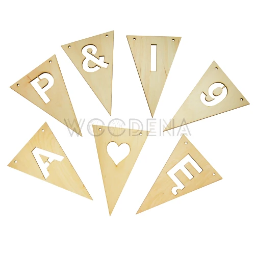 Drewniana girlanda - literki, cyferki, wzory