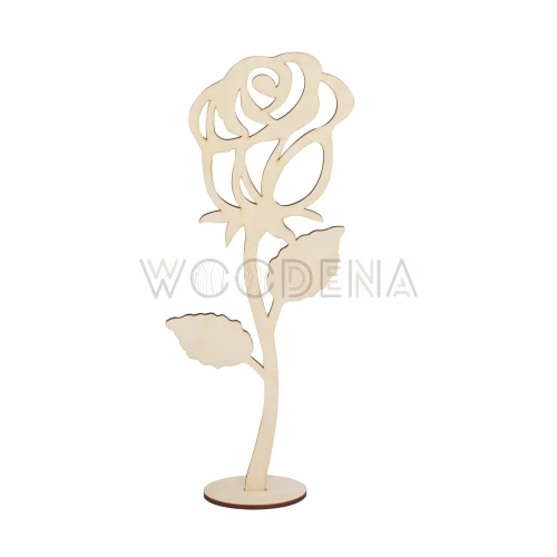 Drewniana róża ażurowa na podstawce