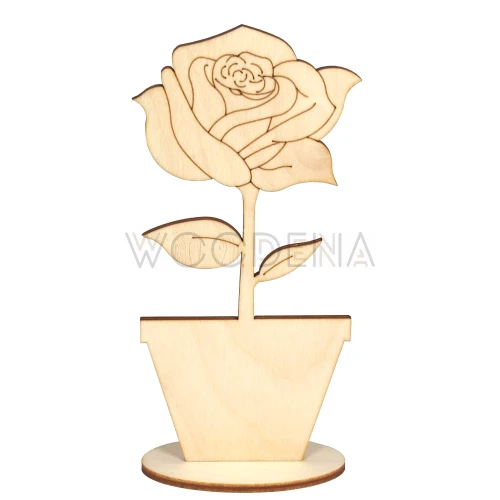 Drewniany kwiatek w doniczce - róża