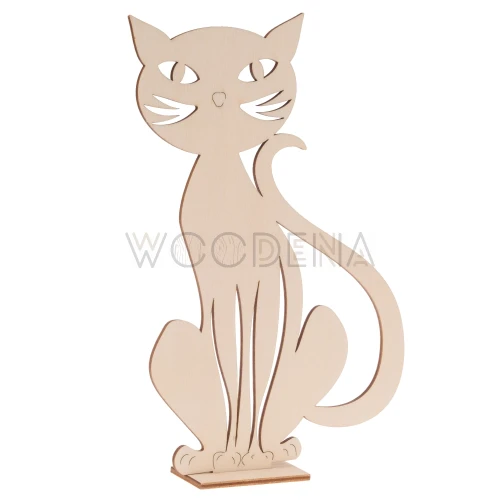 Drewniany kot na podstawce