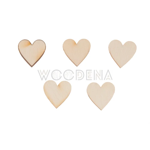 Scrapki serduszka ze sklejki brzozowej - komplet 5 szt. - ozdoba, dekoracja