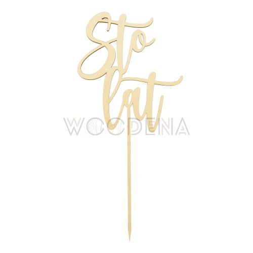 Drewniany Topper na tort z napisem „Sto Lat”
