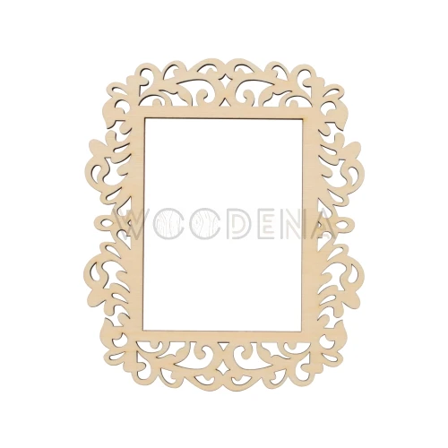 Zestaw wycinanek z drewna - ramka prostokątna, ozdobna