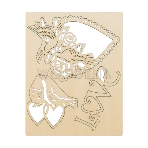 Zestaw wycinanek z drewna - gołębie ozdobne