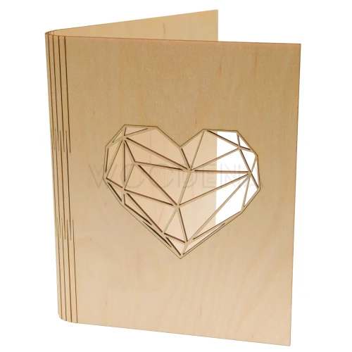 Wooden A4 / A5 binder for documents - geometric heart