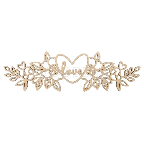 Wianek z napisem love - drewniany ozdobnik