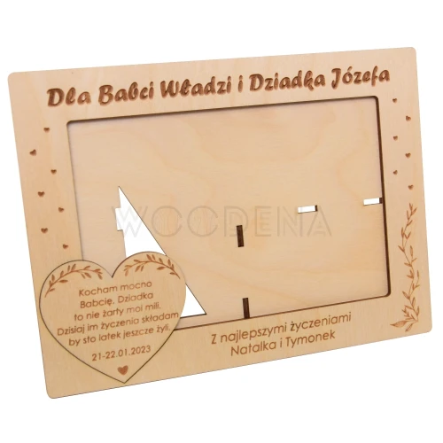 Personalizowana ramka na zdjęcie z sercem na Dzień Babci i Dziadka