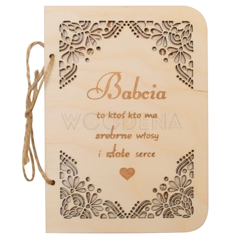 Personalizowana drewniana kartka z życzeniami na Dzień Babci i Dziadka