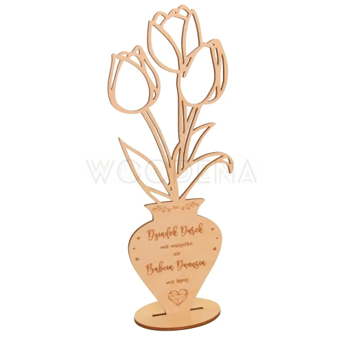 Personalizowane tulipany z życzeniami na Dzień Babci i Dziadka