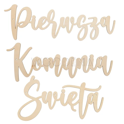 Girlanda drewniana napis Pierwsza Komunia Święta