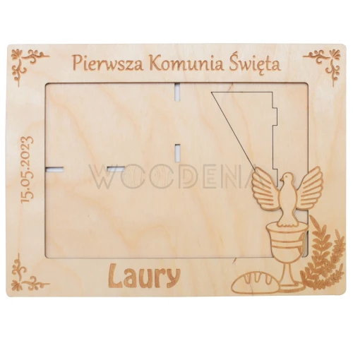 Ramka komunijna drewniana personalizowana