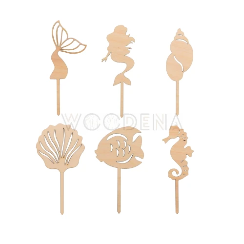 Drewniane pikery syrenki komplet 6 sztuk