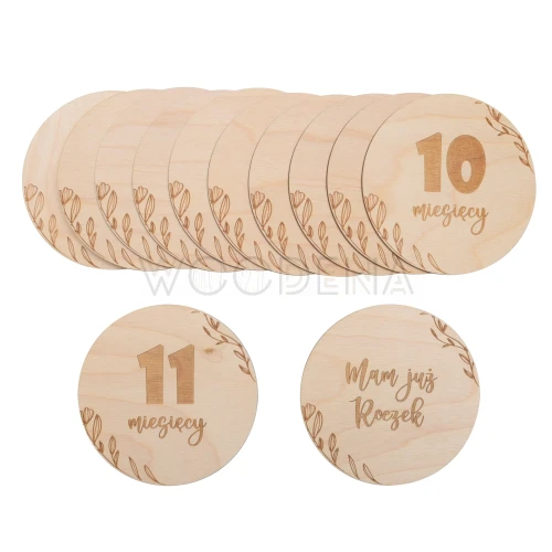 Drewniane karty do zdjęć pierwszy rok życia 12-17szt