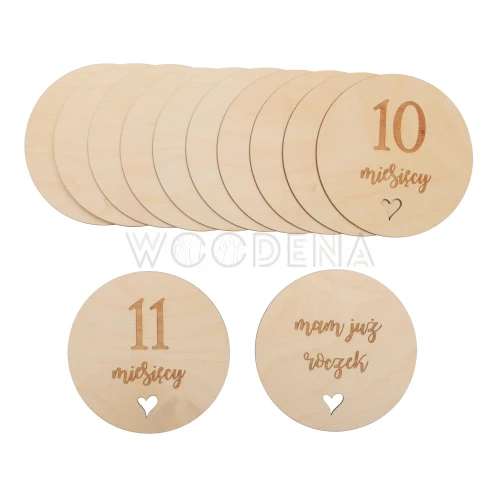 Drewniane tabliczki do zdjęć niemowlaka z sercem 12-17szt
