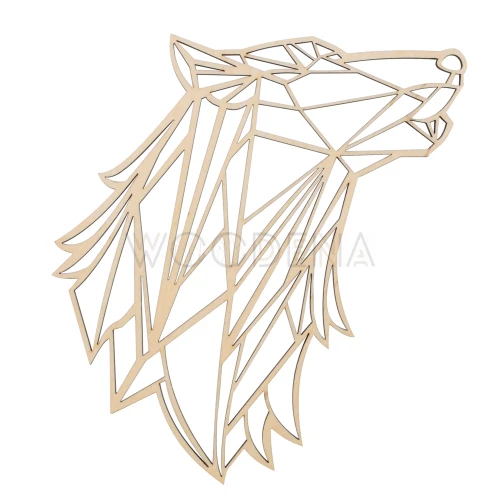 Drewniany wilk geometryczny na ścianę