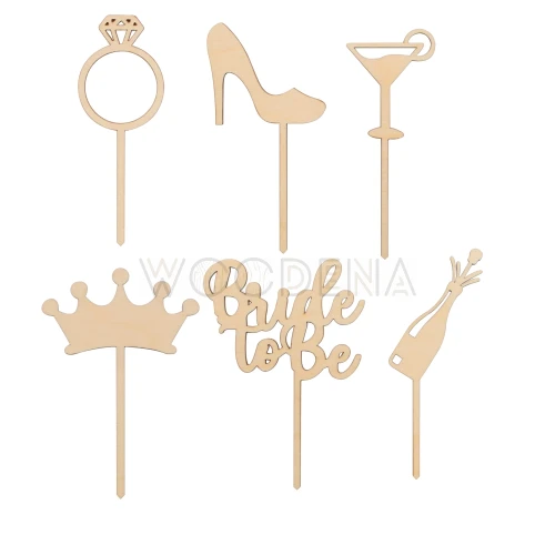 Mini toppery drewniane na wieczór panieński zestaw Bride to Be