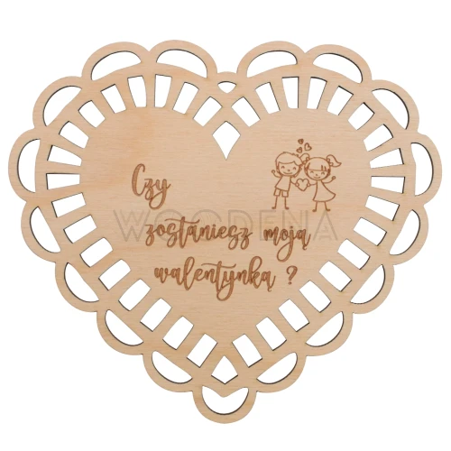 Serce z drewna na walentynki z grawerem, walentynka drewniana