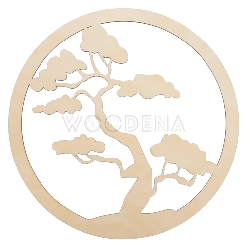 Drewniane drzewo w kole, bonsai - baza mech chrobotek