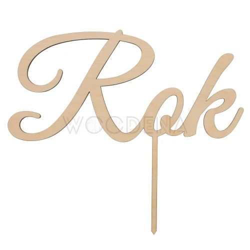 Drewniany napis na tort Rok - topper ze sklejki